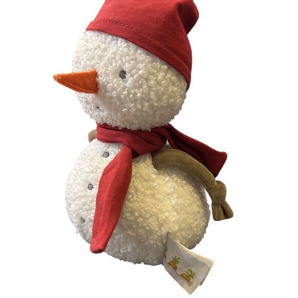 Bunnies By The Bay Snowman Plush Toy With Red Hat & Scarf 8" Soft White & Orange - Picture 3 of 3